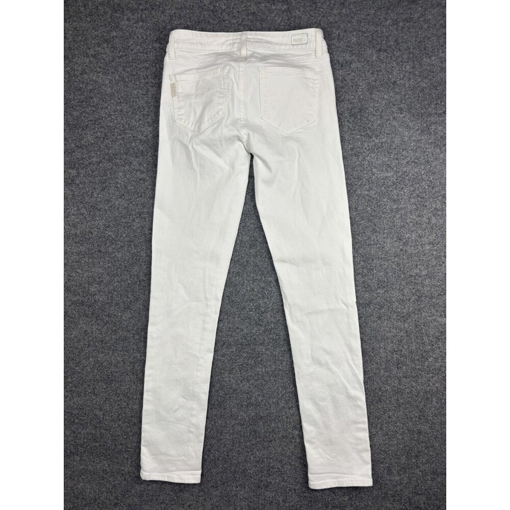 Paige Skyline Skinny Jeans Womens 27 White Made in USA Stretch Denim Mid Rise - Picture 7 of 8